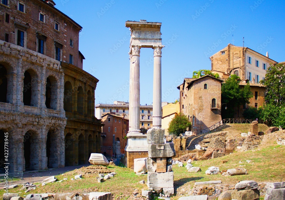 	Columns on Via del Foro Piscaria. Rome.