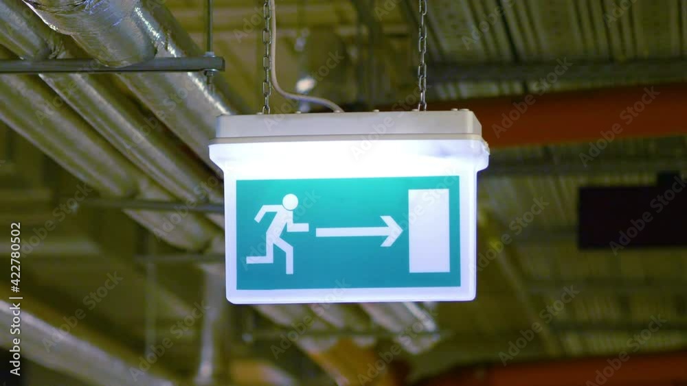 Exit emergency sign in 4K slow motion 60fps Exit emergency sign in 4K slow motion 60fps