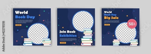 World Book Day. World book day big sale poster and banner template. Banners vector for social media ads, web ads, business messages, discount flyers and big sale banner.