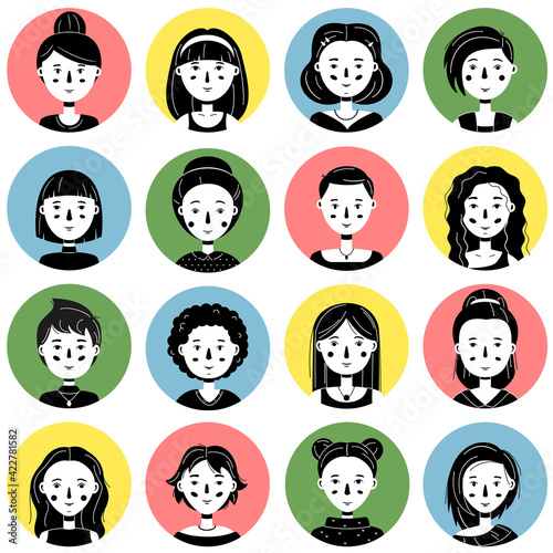set of minimalistic female avatars