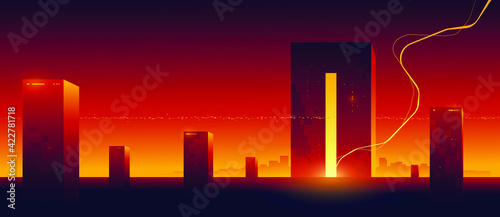 Futuristic technology background. Data storage. Servers and control center. Sci-fi illustration