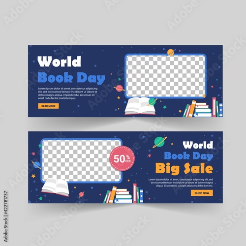 World Book Day. World book day big sale poster and banner template. Banners vector for social media ads, web ads, business messages, discount flyers and big sale banner.
