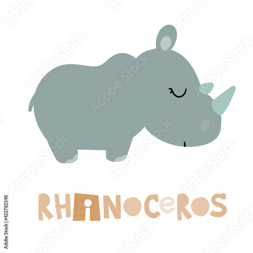 Cute rhinoceros card for kids