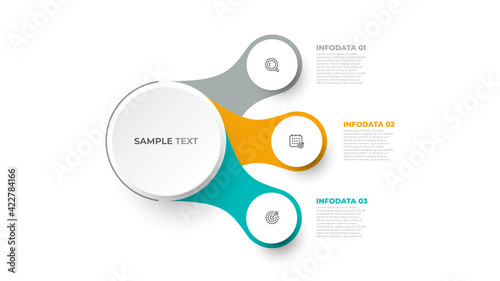 Vector infographic template. Business concept with circles and 3 options or steps.