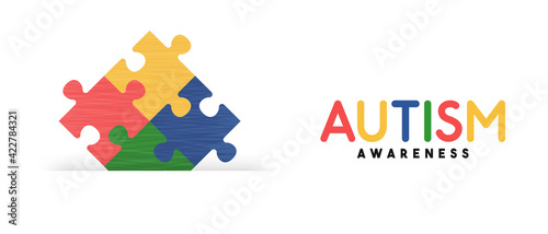 Autism awareness day colorful puzzle game banner