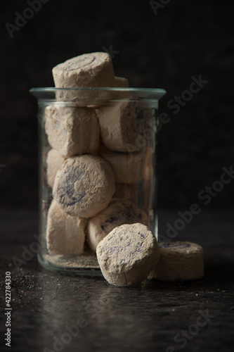 
iran bath stone, peelin stone, rushur stone on black background photo