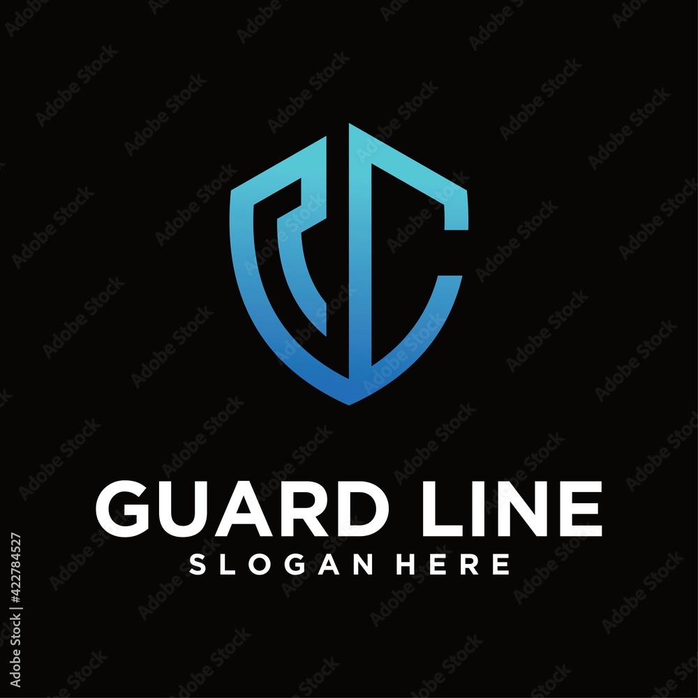 Obraz premium alphabet letter shield logo template set