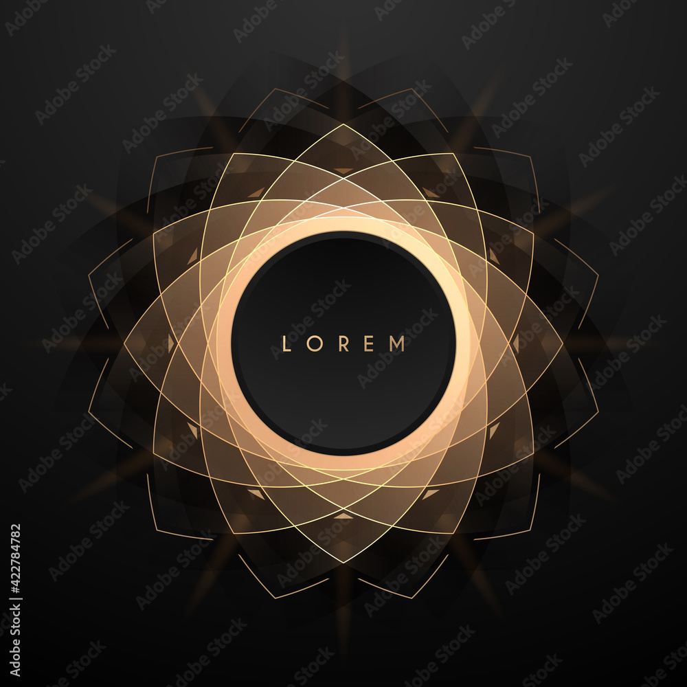 Abstract black and gold geometric flower template Stock Vector | Adobe ...