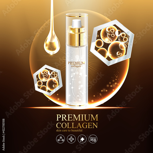 Collagen and Serum Skin Care Product Background Concept Cosmetic for Skin.