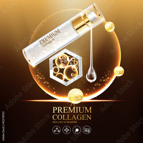Collagen and Serum Skin Care Product Background Concept Cosmetic for Skin.
