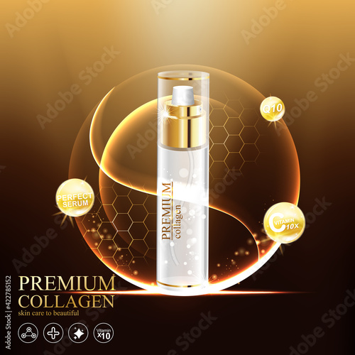 Collagen and Serum Skin Care Product Background Concept Cosmetic for Skin.