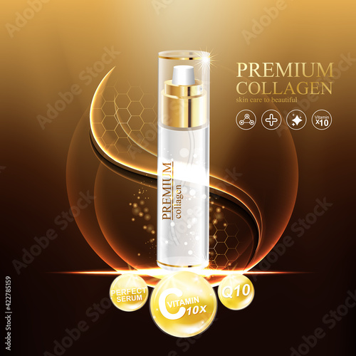 Collagen and Serum Skin Care Product Background Concept Cosmetic for Skin.