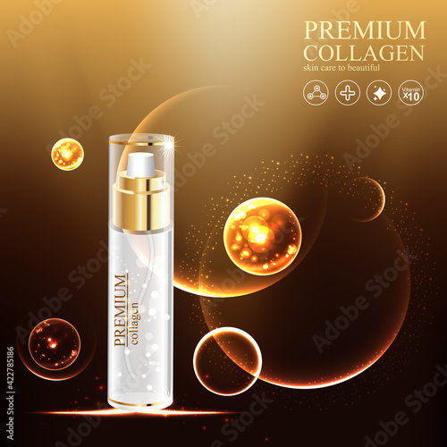 Collagen and Serum Skin Care Product Background Concept Cosmetic for Skin.