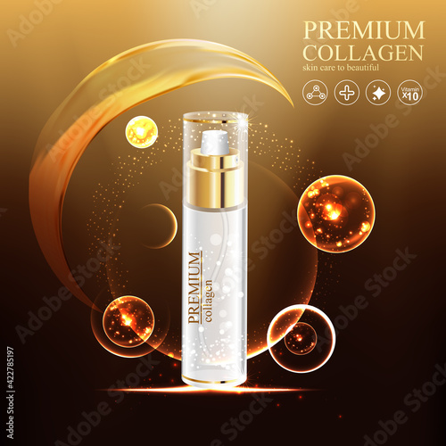 Collagen and Serum Skin Care Product Background Concept Cosmetic for Skin.