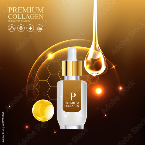 Collagen and Serum Skin Care Product Background Concept Cosmetic for Skin.