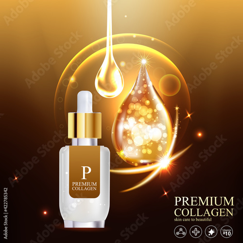 Collagen and Serum Skin Care Product Background Concept Cosmetic for Skin.