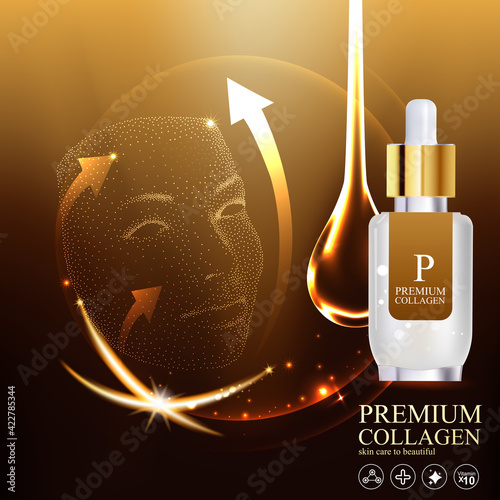 Collagen and Serum Skin Care Product Background Concept Cosmetic for Skin.