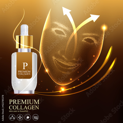 Collagen and Serum Skin Care Product Background Concept Cosmetic for Skin.