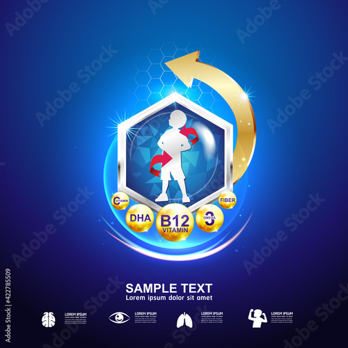 Omega Vitamin and Nutrients Logo for Products Template