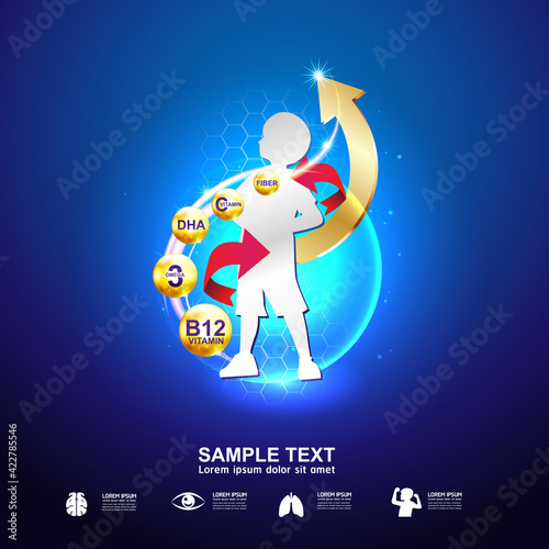 Omega Vitamin and Nutrients Logo for Products Template