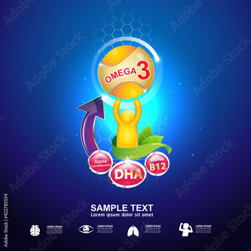 Omega Vitamin and Nutrients Logo for Products Template