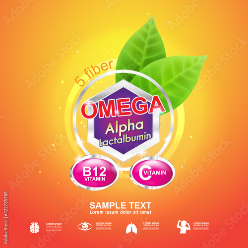Omega Vitamin and Nutrients Logo for Products Template
