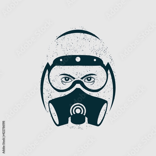 illustration of scientist in a hazmat vector suit. hazmat people logo illustration for your campaign