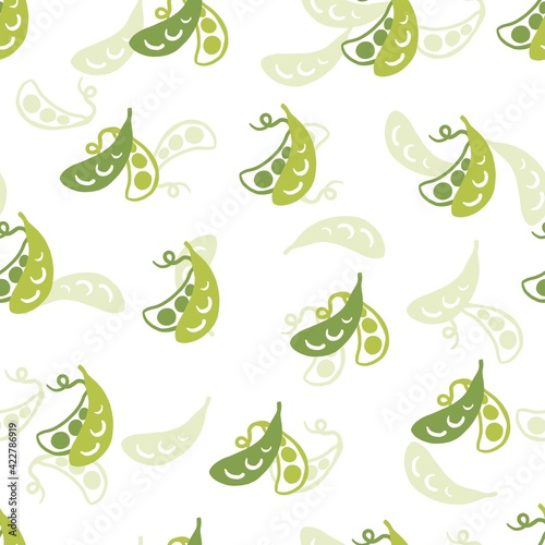 Seamless Pattern with Fresh Soybean Pods Vector Graphic Illustration