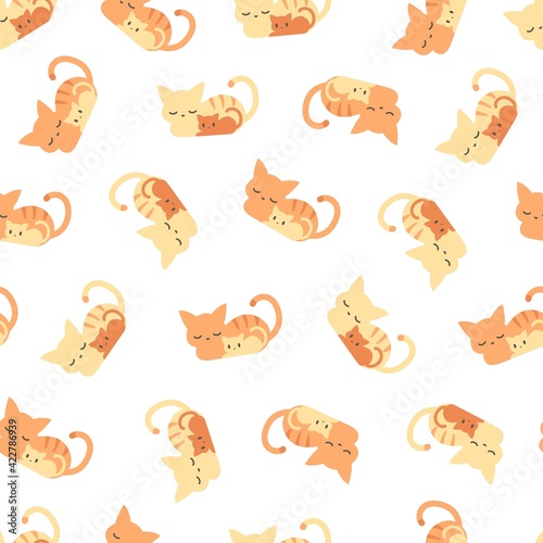 Our Cute Family Cat Pet Vector Graphic Cartoon Seamless Pattern