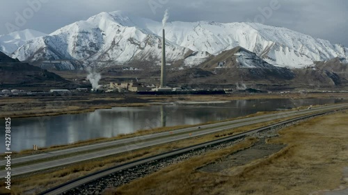 Kennecott Copper Mine Industrial Factory in Mountains of Tooele, Utah - Aerial photo