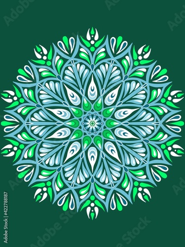 Mandala ornament. Colourful Floral mandala design. Creative work hand drawing illustration. Digital art illustration