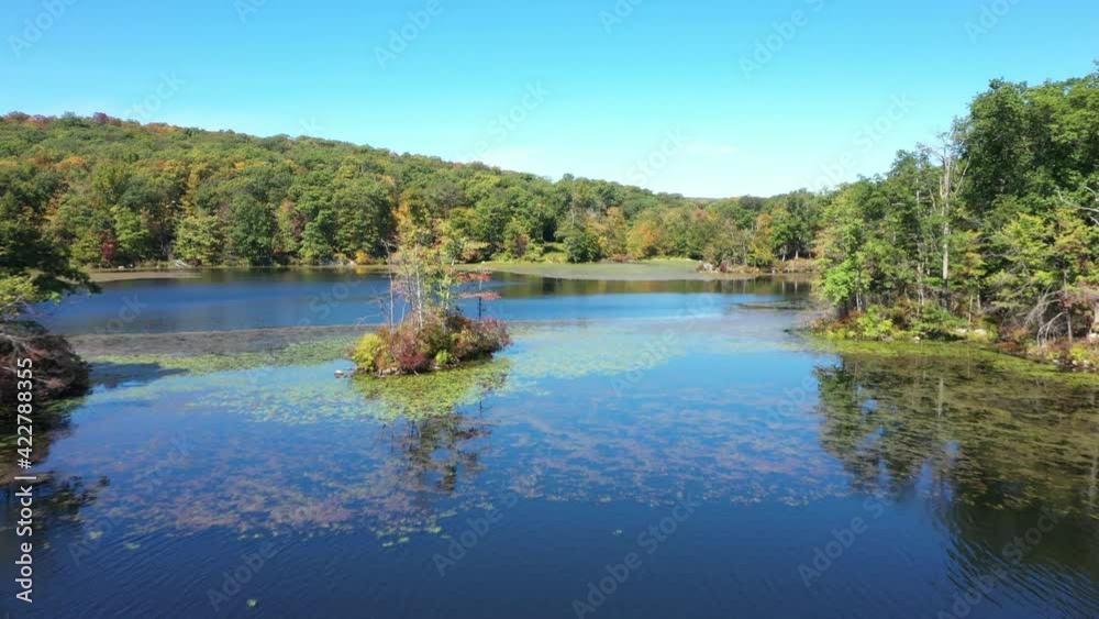 Lake islands and majestic landscape in Harriman State Park, aerial view Lake islands and majestic landscape in Harriman State Park, aerial view