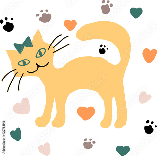 illustration in the style of kartoon cute kitty