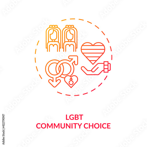 Lgbt community choice concept icon. Homosexual couples, family ideas thin line illustration. Bisexual relationship tolerance vector isolated outline RGB color drawing