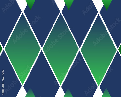 Navy and Green Diamond Stained Glass Tangram Vector