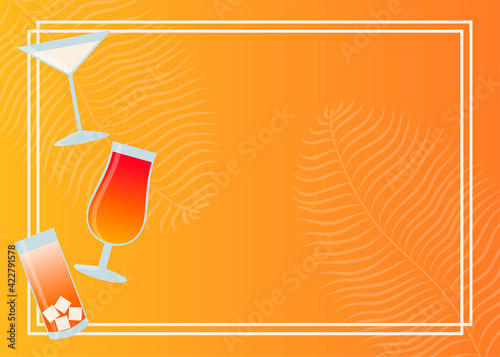 Summer cocktails frame. Template for poster, menu, invitation, recipe and flyer