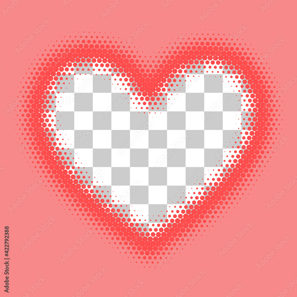Pink Heart Love Frame Halftone Effect With Transparent Background For ...