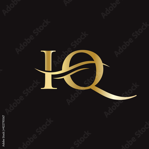 IQ logo Design. Premium Letter IQ Logo Design with water wave concept.