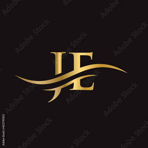 Fotografie Swoosh Letter JE Logo Design for business and company identity