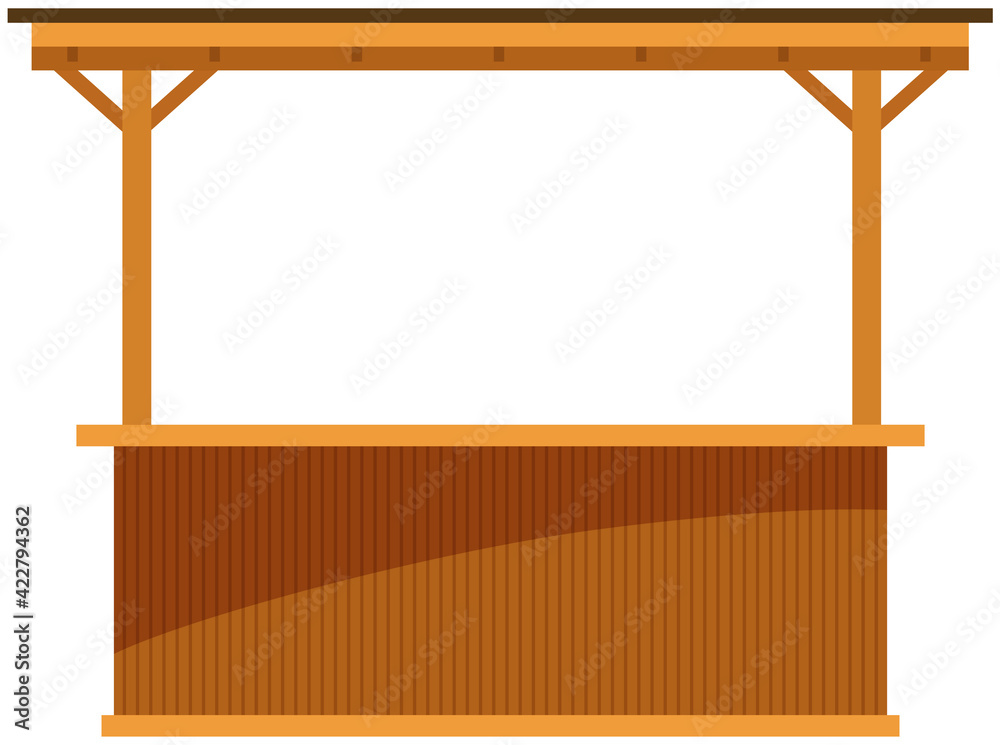 Set of illustrations about wooden outdoor bars. Establishment for sale of alcoholic beverages