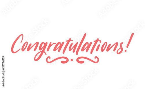 Congratulations hand written lettering calligraphic text. Congrats greeting message.