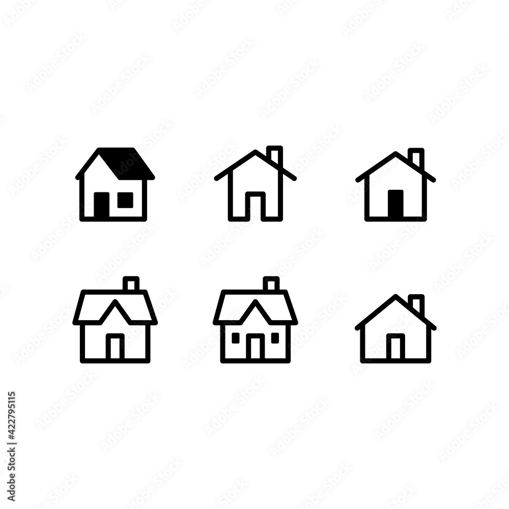Set of house vector icons. Homes clipart symbols. Home pictogram collection.