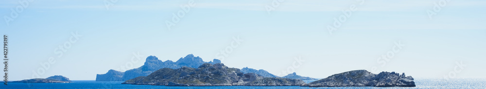 landscape with mountains in the sea