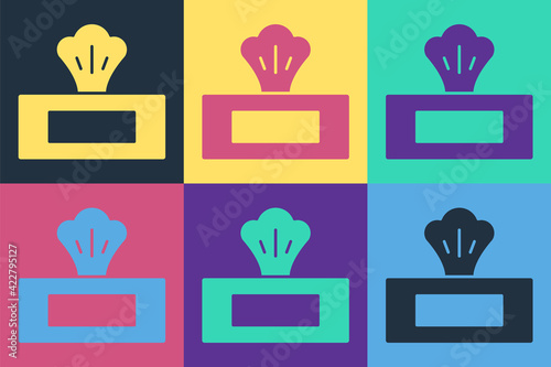Pop art Wet wipe pack icon isolated on color background. Vector