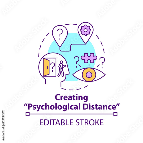 Creating psychological distance concept icon. Strategy for decision making. Problem solving and analysis idea thin line illustration. Vector isolated outline RGB color drawing. Editable stroke