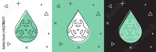 Set GMO icon isolated on white and green, black background. Genetically modified organism acronym. Dna food modification. Vector