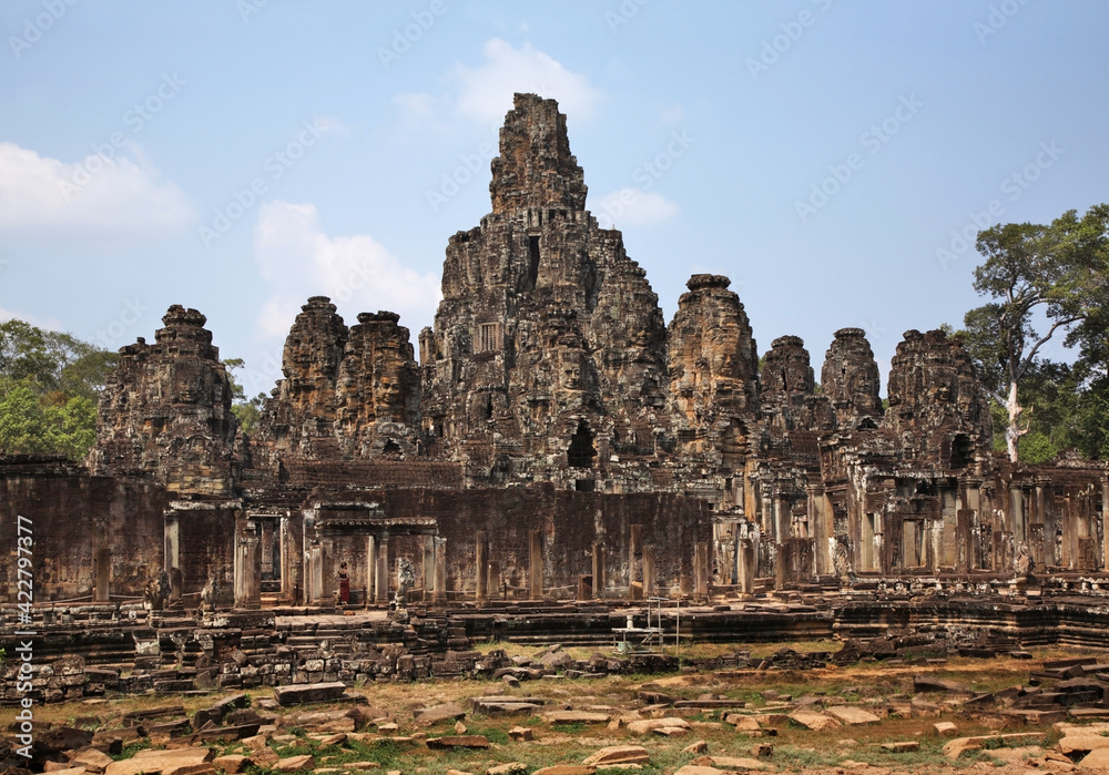Prasat Bayon temple at Angkor Thom. Siem Reap province. Cambodia