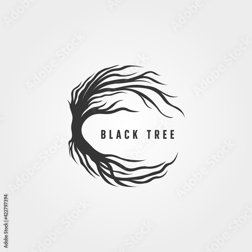 black tree silhouette vector symbol illustration design, vintage tree logo design