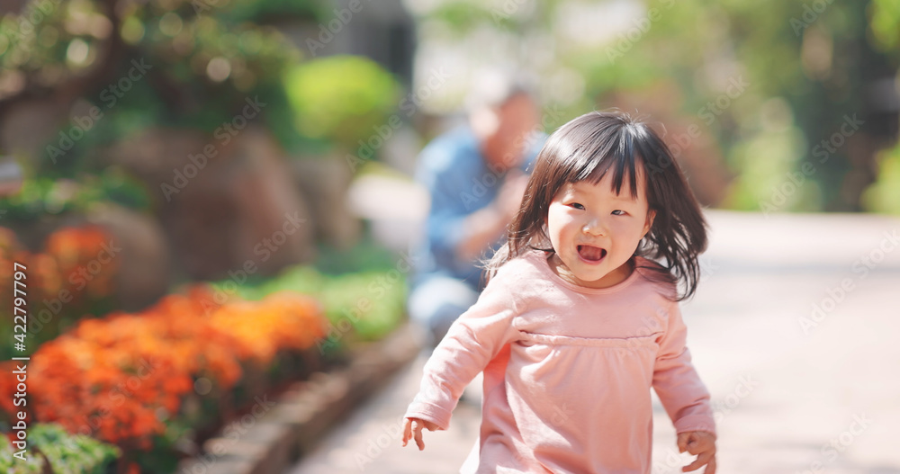 asian senior man with granddaughter asian senior man with granddaughter