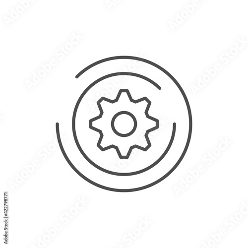 Cogwheel line icon or mechanical concept